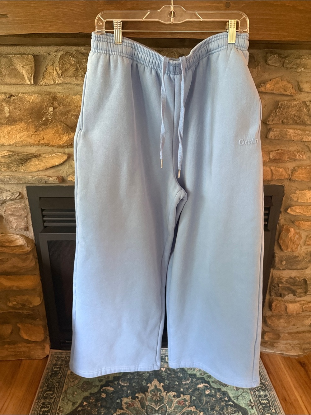 Comfrt Embroidered Light Blue Sweatpants